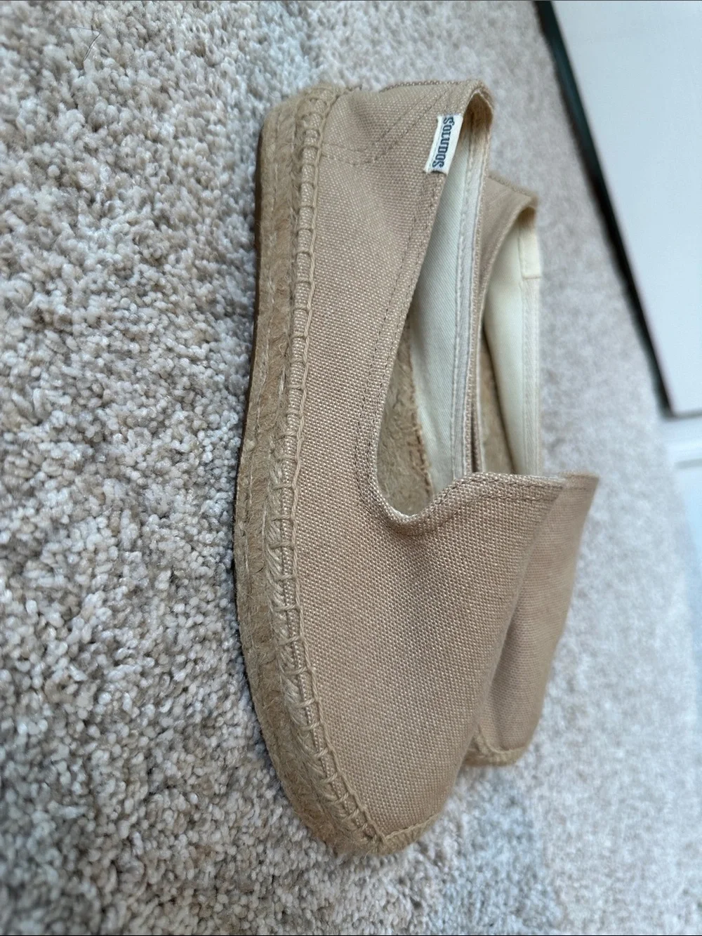 Soludos Slip-On Canvas Espadrilles in Beige Tan